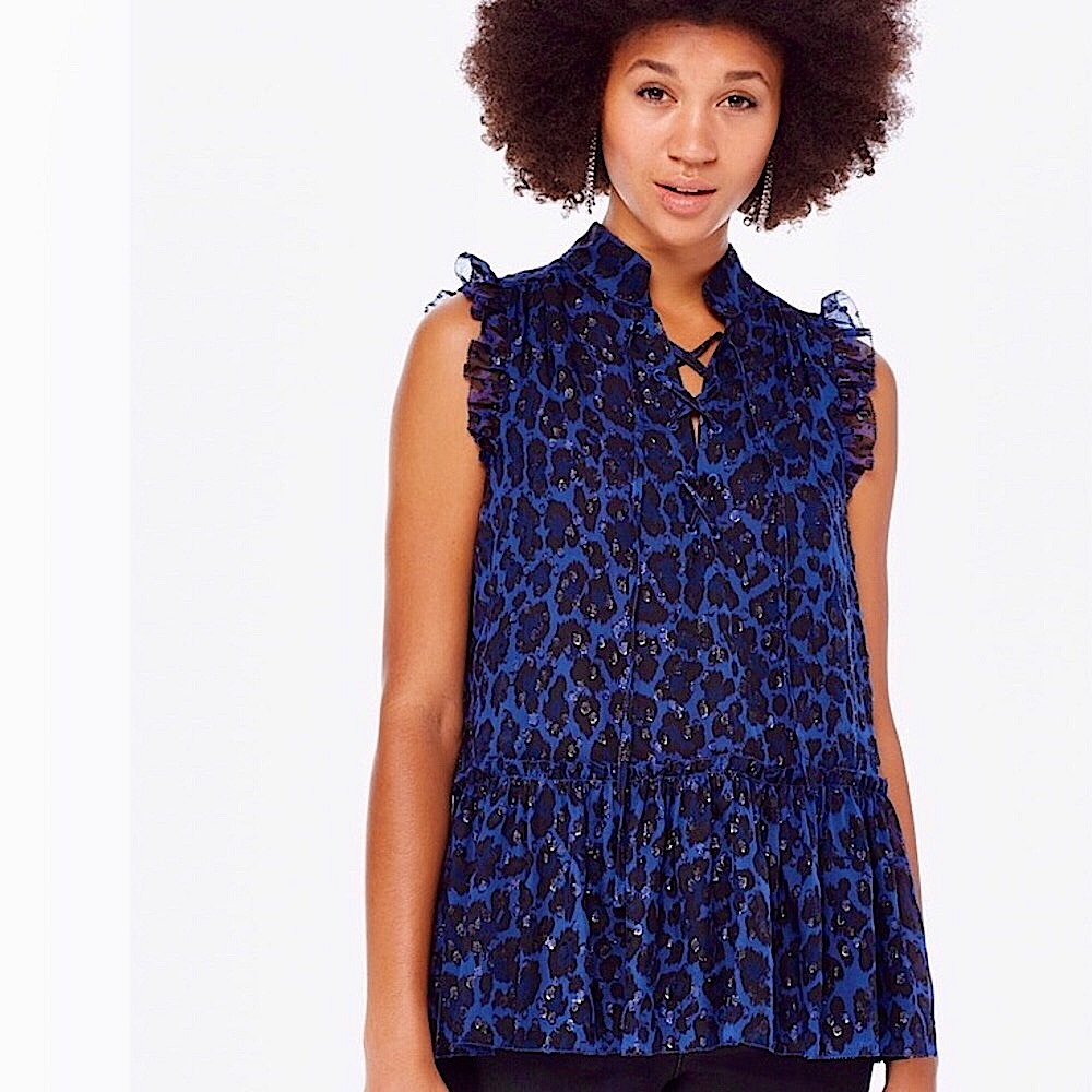 Kate Spade Leopard-Print Clip Dot Blouse